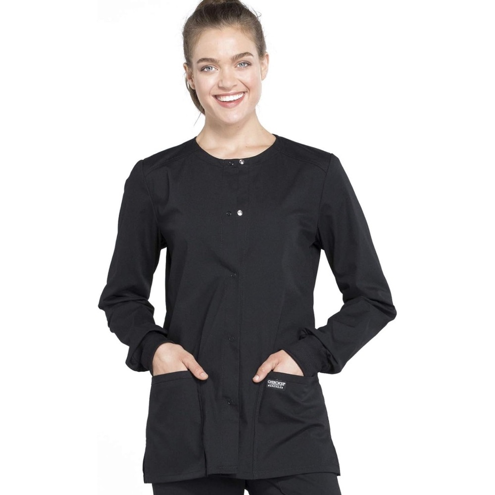 Cherokee Black Snap Front Snap Scrub Medical Jackets
Soft Stretch WW340 XXS